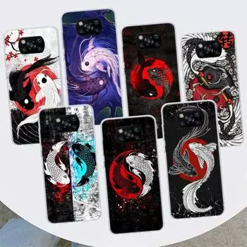 Чехол для телефона Japan Koi Fish Yin Yang Art для Xiaomi Mi 11 Lite 11i 12X 12 9 8 11T 10T 9T Pro 10 5X 6X Ultra 5G Cover Coque Capa Xiaomi Mi 11 Lite