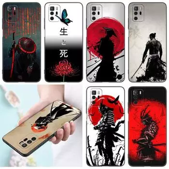 Чехол для телефона Japanese Samurai Art для Xiaomi Redmi Note 7 8 9 10 Lite 11 11E 11T 12 Pro 11S 4G 10T 5G 8T 9S 10S TPU черный чехол Redmi Note 7(Pro)