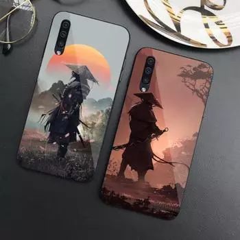 Чехол для телефона Japanese Samurai для Samung A32 A51 A52 NOTE 10 20 S10 S20 S21 S22 Pro Ultra Black PC Glass Phone Cover Samsung S22