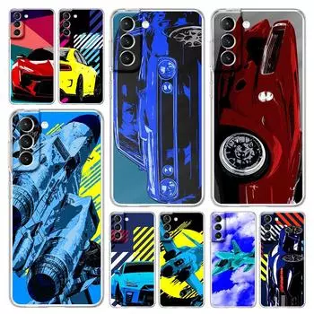 Чехол для телефона JDM Sports Car Lamp Aircraft для Samsung Galaxy S22 S21 S20 FE Ultra 5G S10 S10E S9 S8 Plus Note 10 20, прозрачная крышка Samsung S21Ultra