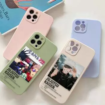 Чехол для телефона Jujutsu Kaisen Cartoon Anime для iPhone 11 12 13 14 Pro Max 7 8 Plus XR XS SE Straight Edge liquid Silica Gel Cover Funda iPhone 14 PM
