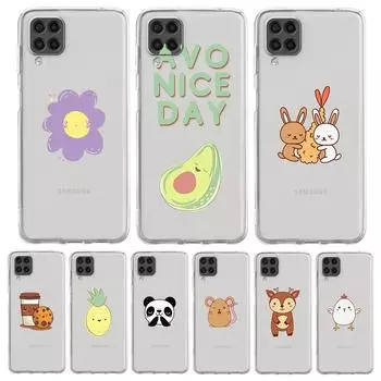 Чехол для телефона Kawaii Cute Panda Flower для Samsung Galaxy A13 A51 A71 A21S A12 A11 A31 A52 A41 A23 A53 A73 A32 5G A03S, прозрачный чехол Samsung A13 5G