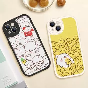 Чехол для телефона Kawaii Molang с рисунком аниме кота для Iphone 14 13 11 12 Pro MAX 13 12 MiNi 7 8 plus X XS XR, защитные чехлы из овечьей кожи 13 pro max