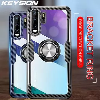 Чехол для телефона KEYSION для Huawei P30 P20 Pro, противоударная броня, магнитная подставка, автомобильный держатель, прозрачная крышка