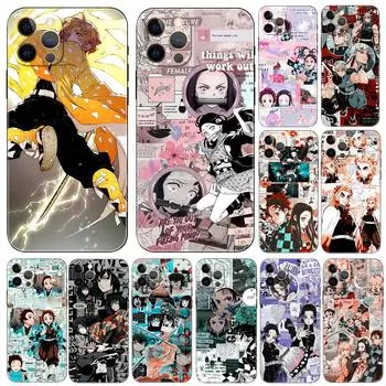 Чехол для телефона Kimetsu No Yaiba Demon Slayer Anime для iPhone 2020se 6 6s 7 8 plus x 10 XR XS 11 12 13 mini pro MAX, черный чехол из ТПУ iphone 5 5S SE 2016