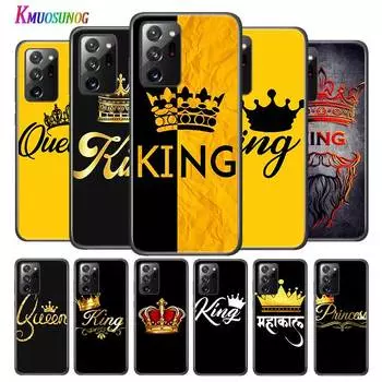 Чехол для телефона King Queen Couples для Samsung Galaxy Note 20 S20 FE Lite Ultra 10 9 8 Pro S10E S10 5G S9 S8 S7 S6 Plus Black Samsung S6