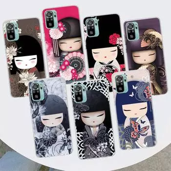 Чехол для телефона Kokeshi Doll Kimono Girl для Xiaomi Redmi Note 10 Pro Max 10S 9 9S 9T 8 8T 11T 11S 11 5G 11E 7 6 5 4X Coque Cover Redmi Note 10S