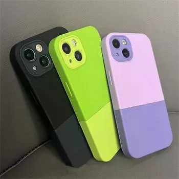 Чехол для телефона контрастного цвета для iPhone 13 11 12 14 Pro Max 3 в 1, модный мягкий силиконовый чехол-бампер из жидкого силикона для iPhone 13 For iPhone11