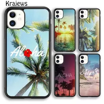 Чехол для телефона Krajews Aloha Hawaii с гавайскими пляжными пальмами для iPhone 14 5S 6S 7 8 plus X XR XS 11 12 13 pro max Samsung S21 S22 ultra iPhone 6plus