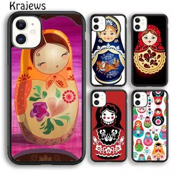 Чехол для телефона Krajews Babushka Matryoshka Red Russian Doll для iPhone 14 5 6 7 8 plus X XR XS 11 12 13 pro max Samsung S21 S22ultra iPhone 6plus