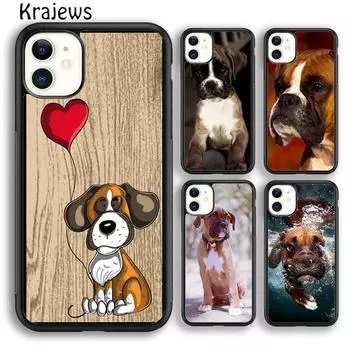 Чехол для телефона Krajews Boxer Dog Puppy Puppies Design для iPhone 14 5 SE 6s 7 8 plus X XR XS 11 12 13 pro max Samsung S21 S22 ultra iPhone 6plus