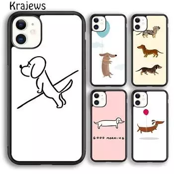 Чехол для телефона Krajews Cartoon Dachshund Sausage Dog для iPhone 14 5 6s 7 8 plus X XR XS 11 12 13 pro max Samsung S21 S22ultra iPhone 6plus