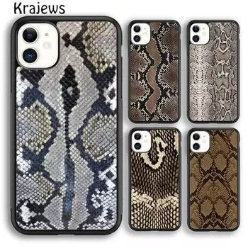 Чехол для телефона Krajews Cobra Python со змеиной кожей для iPhone 14 5 6s 7 8 plus X XR XS 11 12 13 pro max Samsung S21 S22 ultra Plus iPhone 6plus