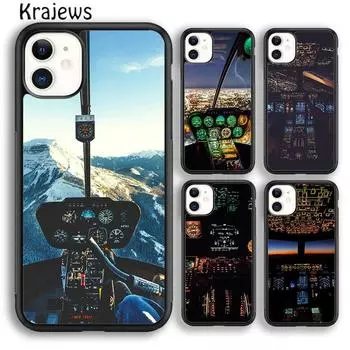 Чехол для телефона Krajews Cool Airplane Cockpit для iPhone 14 5 SE 6s 7 8 plus X XR XS 11 12 13 pro max Samsung S21 S22ultra Plus iPhone 6plus