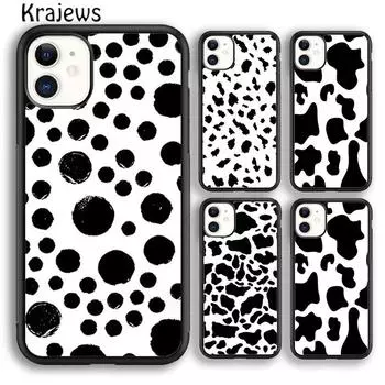 Чехол для телефона Krajews Cow Hide с пятнистым мехом и рисунком фермерского животного, черный, белый, для iPhone 14, 5, SE, 6, 6s, 7, 8 plus, XR, XS, 11, 12, 13 pro max iPhone 6plus