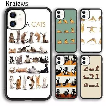 Чехол для телефона Krajews Cute French Bulldog Cat Yoga для iPhone 14 5 6s 7 8 plus X XR XS 11 12 13 pro max Samsung Galaxy S21 S22ultra iPhone 6plus