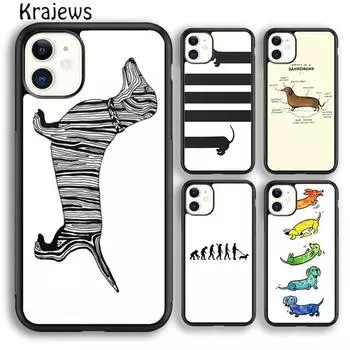 Чехол для телефона Krajews Dachshund Sausage Dog Lover heartbeat для iPhone 14 5 6s 7 8 plus XR XS 11 12 13 pro max Galaxy S21 S22 iPhone 6plus