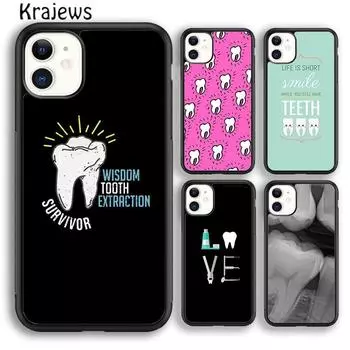 Чехол для телефона Krajews Dentist Dental Dent Tooth Cute Teeth для iPhone 14 5 6s 7 8 plus XR XS 11 12 13 pro max Samsung S21 S22ultra iPhone 6plus