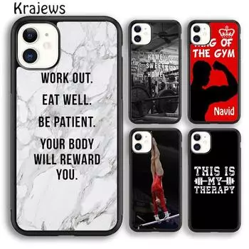 Чехол для телефона Krajews для фитнеса, бодибилдинга и тренажерного зала для iPhone 14 5 6s 7 8 plus X XR XS 11 12 13 pro max Samsung S21 S22ultra Plus iPhone 6plus