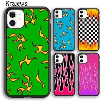 Чехол для телефона Krajews Fashion Flame Pattern для iPhone 14 5 SE 6s 7 8 plus X XR XS 11 12 13 pro max Samsung S21 S22ultra Plus iPhone 6plus