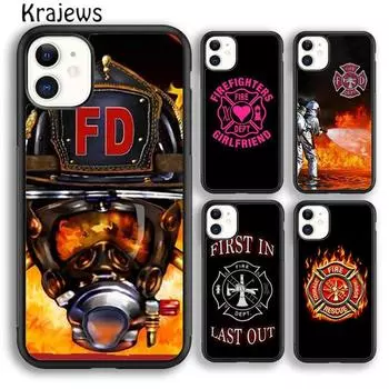 Чехол для телефона Krajews Firefighter Fireman с логотипом для iPhone 14 5 6s 7 8 plus XR XS 11 12 13 pro max Samsung S21 S22ultra Plus iPhone 6plus