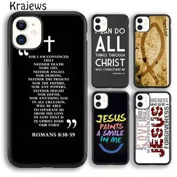 Чехол для телефона Krajews I Love Heart Иисус Христианский религиозный для iPhone 14 5 6s 7 8 plus X XR XS 11 12 13 pro max Samsung S21 S22 iPhone 6plus