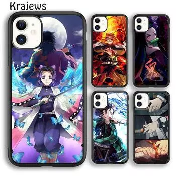 Чехол для телефона Krajews Kimetsu no Yaiba с персонажами для iPhone 14 5 SE 6s 7 8 plus XR XS 11 12 13 pro max Samsung S21 S22ultra iPhone 6plus