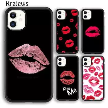 Чехол для телефона Krajews Kiss Me Red Lip Fundas для iPhone 14 5 6s 7 8 plus X XR XS 11 12 13 pro max Samsung Galaxy S21 S22ultra iPhone 6plus