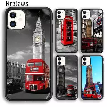 Чехол для телефона Krajews London Red Bus Big Ben для iPhone 14 5 SE 6s 7 8 plus XR XS 11 12 13 pro max Samsung S21 S22ultra Plus iPhone 6plus