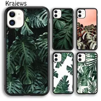 Чехол для телефона Krajews Monstera Flower Tropical Green Leaves для iPhone 14 5 6s 7 8 plus XR XS 11 12 13 pro max Galaxy S21 S22 iPhone 6plus