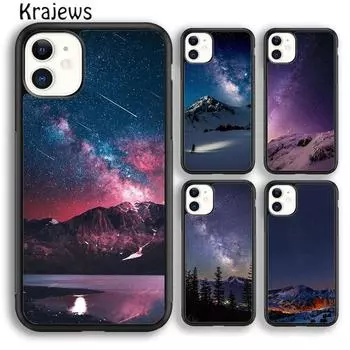 Чехол для телефона Krajews Mountain Night Galaxy для iPhone 14 5 SE 6s 7 8 plus X XR XS 11 12 13 pro max Samsung S21 S22ultra Plus iPhone 6plus