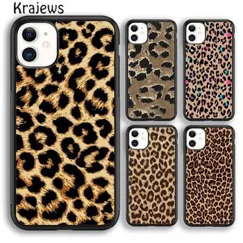 Чехол для телефона Krajews с леопардовым животным принтом для iPhone 14 5 SE 6s 7 8 plus XR XS 11 12 13 pro max Samsung Galaxy S21 S22ultra iPhone 6plus