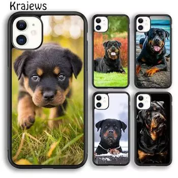 Чехол для телефона Krajews с милой собачкой, щенком ротвейлером для iPhone 14 6s 7 8 plus XR XS 11 12 13 pro max Samsung Galaxy S21 S22ultra iPhone 6plus