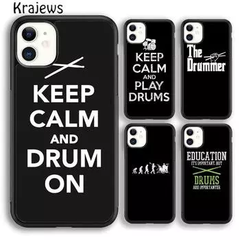 Чехол для телефона Krajews с музыкальным инструментом Drum для iPhone 14 5 6s 7 8 plus X XR XS 11 12 13 pro max Samsung S21 S22 ultra Plus iPhone 6plus