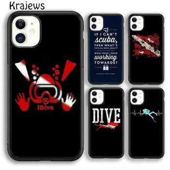 Чехол для телефона Krajews Scuba Diver, подводное плавание и подводное плавание для iPhone 14 5 SE 6s 7 8 plus 11 12 13 pro XR XS max Galaxy S21 S22 iPhone 6plus