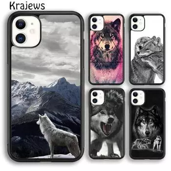 Чехол для телефона Krajews «Вой волка под луной» с рисунком для iPhone 14 6s 7 8 plus X XR XS 11 12 13 pro max Samsung S21 S22ultra iPhone 6plus