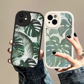 Чехол для телефона Leaves Monstera Green из твердой кожи для iPhone 14 13 12 Mini 11 14 Pro Max Xs X Xr 7 8 Plus Fundas iPhone 14 pro