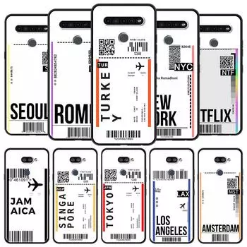 Чехол для телефона LG K41s K61 G6 K40 K51 G8 K50s K40s G7 K52 K31 K62 K71 Q51 Q60 Q61, черный чехол со штрих-кодом на авиабилет LG K40