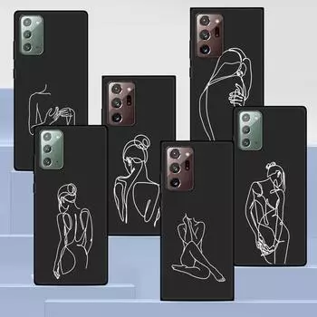Чехол для телефона Line Art Woman Abstract для Samsung Galaxy Note 20 Ultra 10 Lite 9 8 S22 Plus M31 M30s M11 M12 M21 TPU черный чехол Samsung Note 8