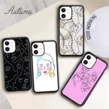 Чехол для телефона Line Face для iPhone 11, 12, 13, 14 Pro Max mini X XR XS SE 2020 5, 6S, 7, 8 Plus, Samsung Galaxy S21 S22, чехол iPhone 6plus
