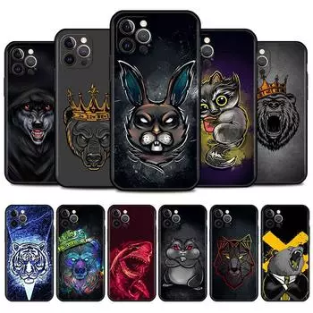 Чехол для телефона Lion Wolf Tiger Bear Rabbit для iPhone 11 Pro 12 13 Mini XR X 7 8 6 6S Plus XS Max 5 5S SE 2020, чехол для мобильного телефона iPhone 13