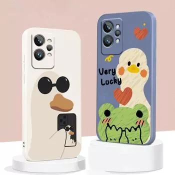 Чехол для телефона Liquid Rope Flowers Cute Drawing Duck для OPPO Realme Q3S Q5i 50A 50i C21Y C11 GT Neo3 Neo2 9 9i 8 8i 7 Pro Plus Realme 7(Global)