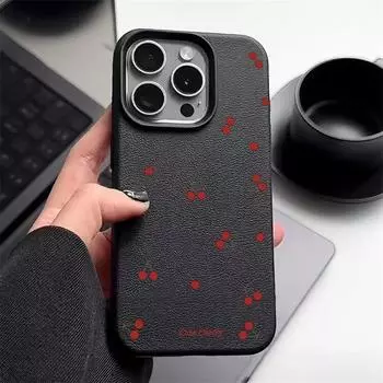 Чехол для телефона Litte Cherry Pattern Leather Texture Single Color для iPhone 16 Pro 15 14 13 12 Pro Max 11 Soft TPU противоударный матовый чехол iPhone 16 серый