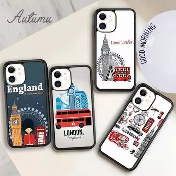 Чехол для телефона London bus england telephone для iPhone 11 12 13 14 Pro Max mini X XR XS SE 2020 6S 7 8 Plus Galaxy S21 S22 iPhone 6plus