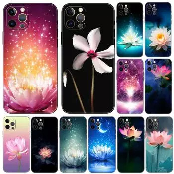 Чехол для телефона Lotus Flowers для iPhone 5 5s 2020se 6 6s 7 8 plus x 10 XR XS 11 12 13 mini pro MAX черная задняя крышка из ТПУ iphone 5 5S SE 2016