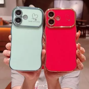 Чехол для телефона Love Hearts Pattern Solid Color для iPhone 16 Plus 15 Pro Max 14 Pro 13 12 11 с волнообразной рамкой, мягкий ударопрочный чехол из ТПУ, ультратонкий iPhone 16 темно-фиолетового