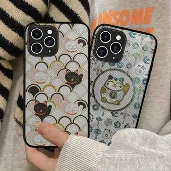Чехол для телефона Lucky Cat, жесткий кожаный чехол для iPhone 11 12 13 Mini Pro Max 8 7 Plus SE 2020 X XR XS Coque iphone 7