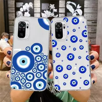 Чехол для телефона Lucky Evil Eye Blue Abstract, прозрачный для Xiaomi redmi note xf poco 10 11 9 7 8 3 its pro, чехол-оболочка redmi note 8