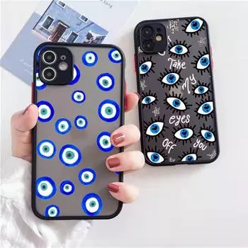 Чехол для телефона Lucky Eye Blue Evil Eye Print матовый прозрачный для iPhone 7 8 11 12 13 plus mini x xs xr pro max iPhone12