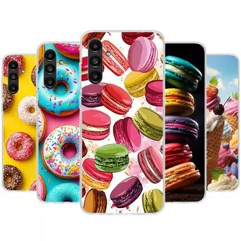 Чехол для телефона Macaron Ice Cream Cake Doughnut для Samsung Galaxy A51 A71 A50 A70 A40 A30 A20E A10 A41 A31 A21S A11 A01 A6 A8 + A7 A Samsung A7 2018